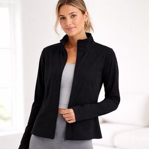 FLX Black Full Zip Athletic Jacket Travel Leisure Size Medium